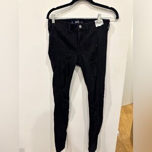 Hollister Black Super Skinny Distressed - barely worn!